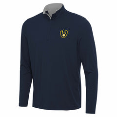 Navy Milwaukee Brewers Antigua Content Quarter-Zip Top