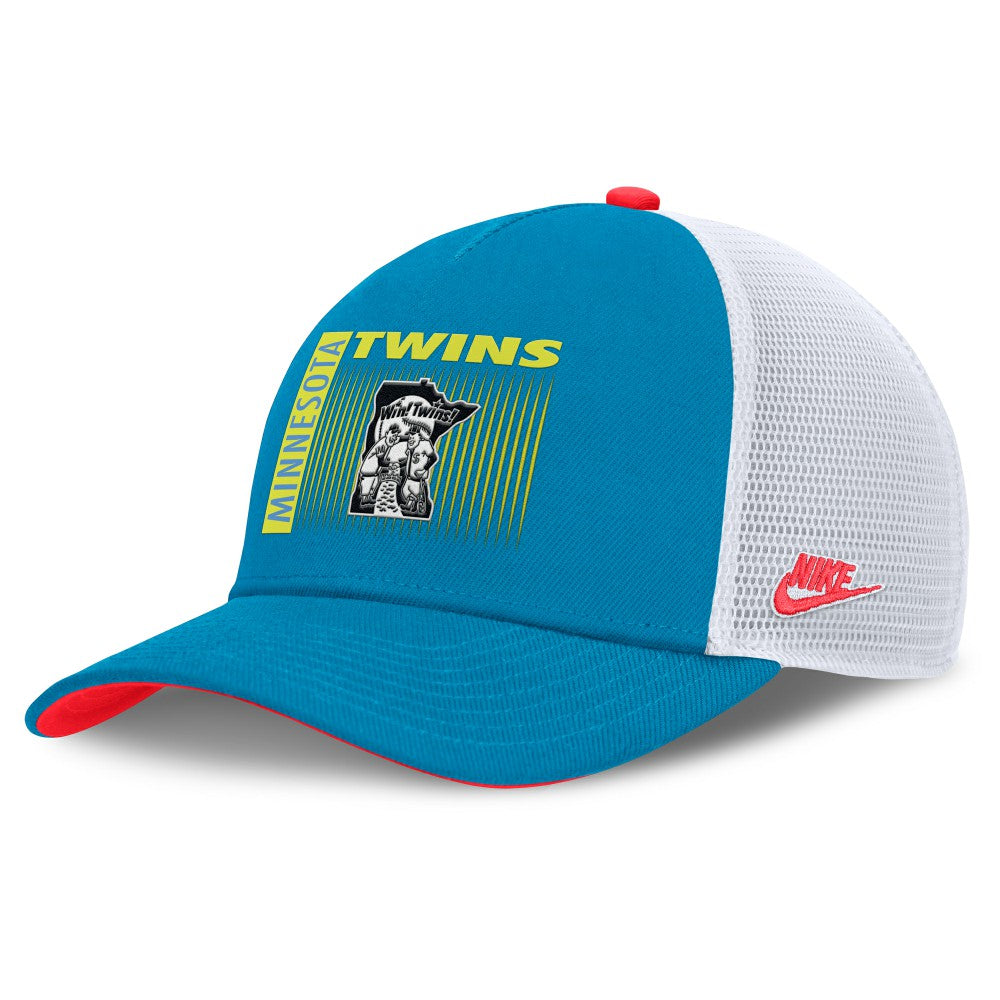 Teal Minnesota Twins Nike Neon 90s Rise Structured Performance Adjustable Trucker Hat
