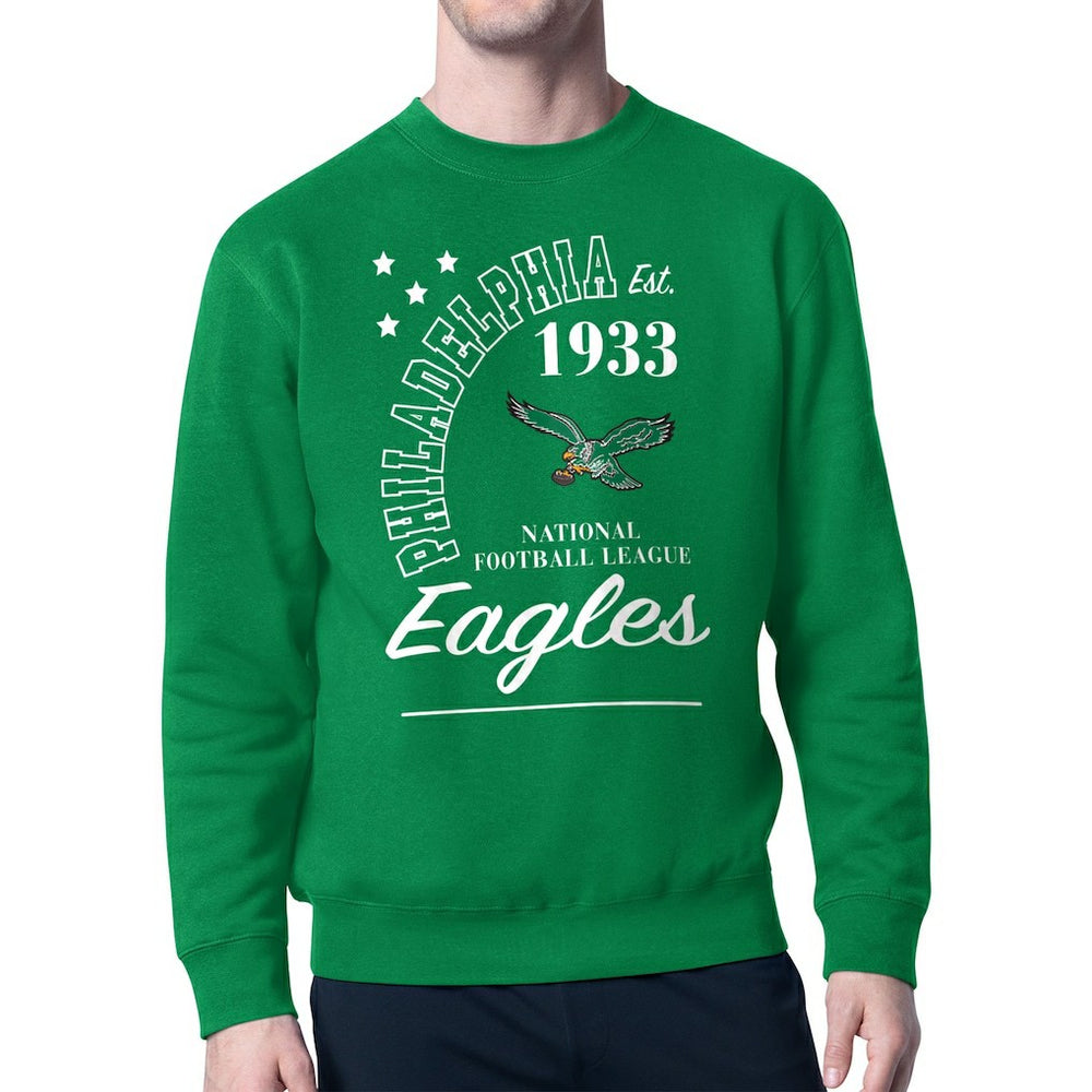 Starter Team Retro Logo Fleece Tri-Blend Pullover Sweatshirt - Philadelphia Eagles Pullover