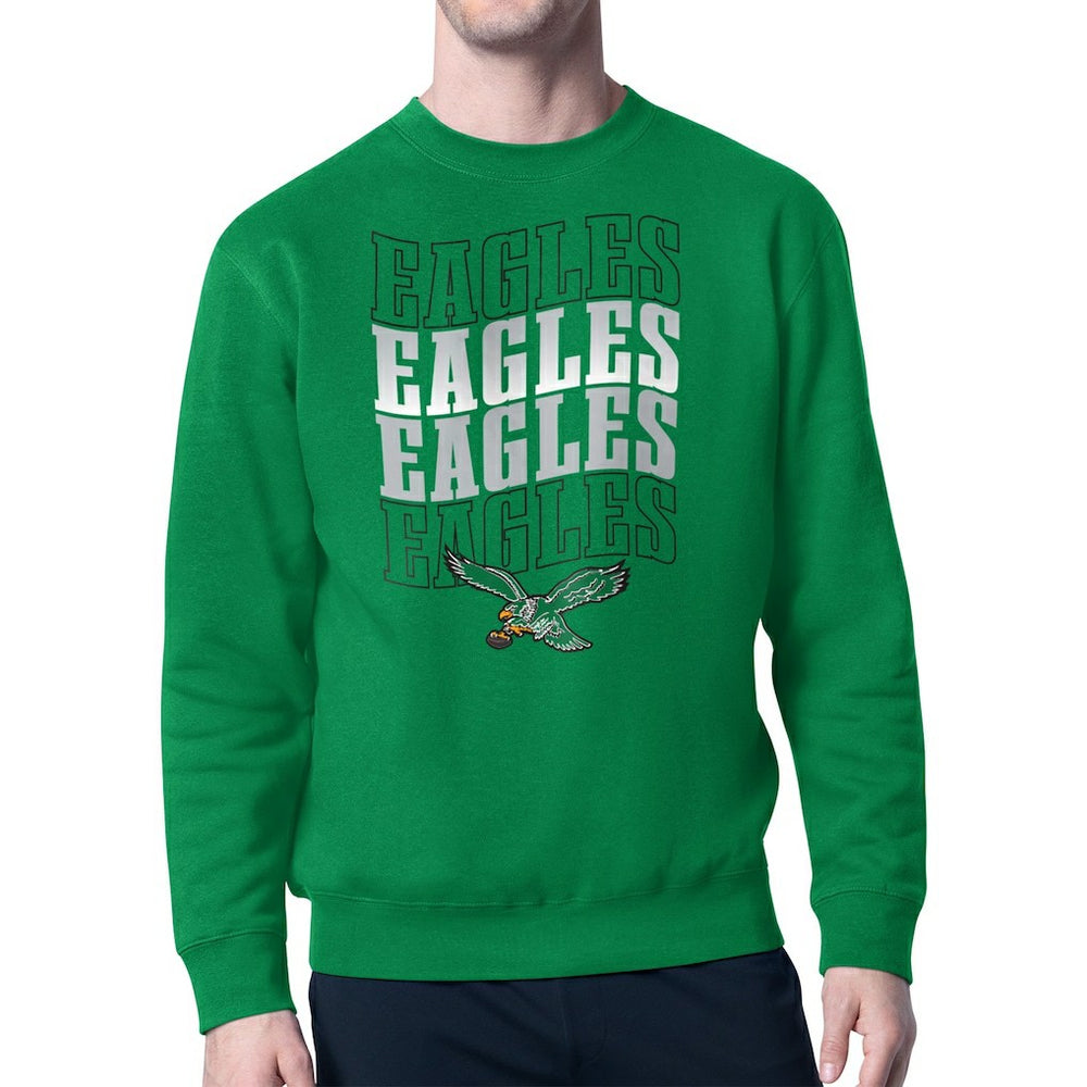 Starter Team Retro Logo Fleece Tri-Blend Pullover Sweatshirt - Philadelphia Eagles Pullover