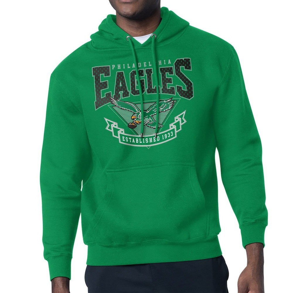 Starter Team Retro Logo Fleece Tri-Blend Pullover Hoodie - Philadelphia Eagles Hoodies