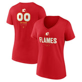 NHL Calgary Flames Women's Personalized Name & Number Midfielder V-Neck T-Shirt