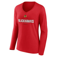 NHL Chicago Blackhawks Women's Personalized Name & Number Midfielder Long Sleeve V-Neck T-Shirt
