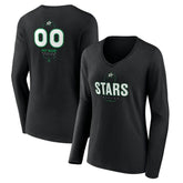 NHL Dallas Stars Women's Personalized Name & Number Midfielder Long Sleeve V-Neck T-Shirt