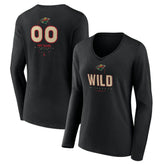 NHL Minnesota Wild Women's Personalized Name & Number Midfielder Long Sleeve V-Neck T-Shirt