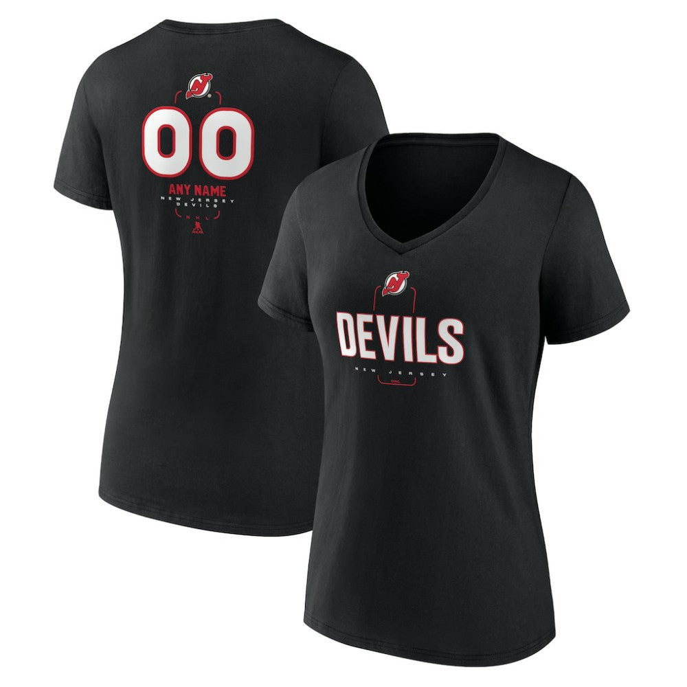 NHL New Jersey Devils Women's Personalized Name & Number Midfielder V-Neck T-Shirt