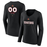 NHL Ottawa Senators Women's Personalized Name & Number Midfielder Long Sleeve V-Neck T-Shirt