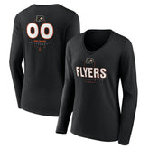 NHL Philadelphia Flyers Women's Personalized Name & Number Midfielder Long Sleeve V-Neck T-Shirt