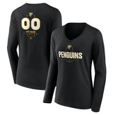 NHL Pittsburgh Penguins Women's Personalized Name & Number Midfielder Long Sleeve V-Neck T-Shirt