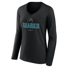 NHL San Jose Sharks Women's Personalized Name & Number Midfielder Long Sleeve V-Neck T-Shirt