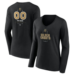 NHL Vegas Golden Knights Women's Personalized Name & Number Midfielder Long Sleeve V-Neck T-Shirt
