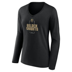 NHL Vegas Golden Knights Women's Personalized Name & Number Midfielder Long Sleeve V-Neck T-Shirt
