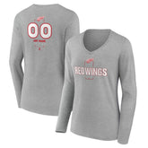 NHL Detroit Red Wings Women's Personalized Name & Number Midfielder Long Sleeve V-Neck T-Shirt