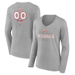 NHL Detroit Red Wings Women's Personalized Name & Number Midfielder Long Sleeve V-Neck T-Shirt