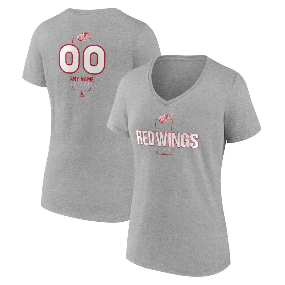 NHL Detroit Red Wings Women's Personalized Name & Number Midfielder V-Neck T-Shirt