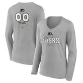 NHL Philadelphia Flyers Women's Personalized Name & Number Midfielder Long Sleeve V-Neck T-Shirt