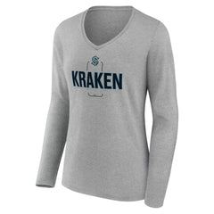 NHL Seattle Kraken Women's Personalized Name & Number Midfielder Long Sleeve V-Neck T-Shirt