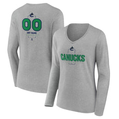 NHL Vancouver Canucks Women's Personalized Name & Number Midfielder Long Sleeve V-Neck T-Shirt