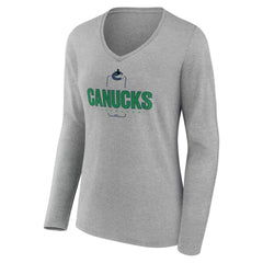 NHL Vancouver Canucks Women's Personalized Name & Number Midfielder Long Sleeve V-Neck T-Shirt