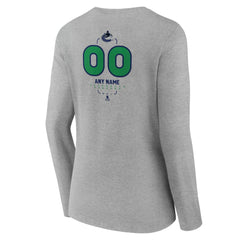 NHL Vancouver Canucks Women's Personalized Name & Number Midfielder Long Sleeve V-Neck T-Shirt