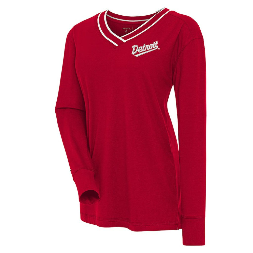NHL Detroit Red Wings Antigua Women's 2025 NHL Stadium Series Long Sleeve V-Neck Top