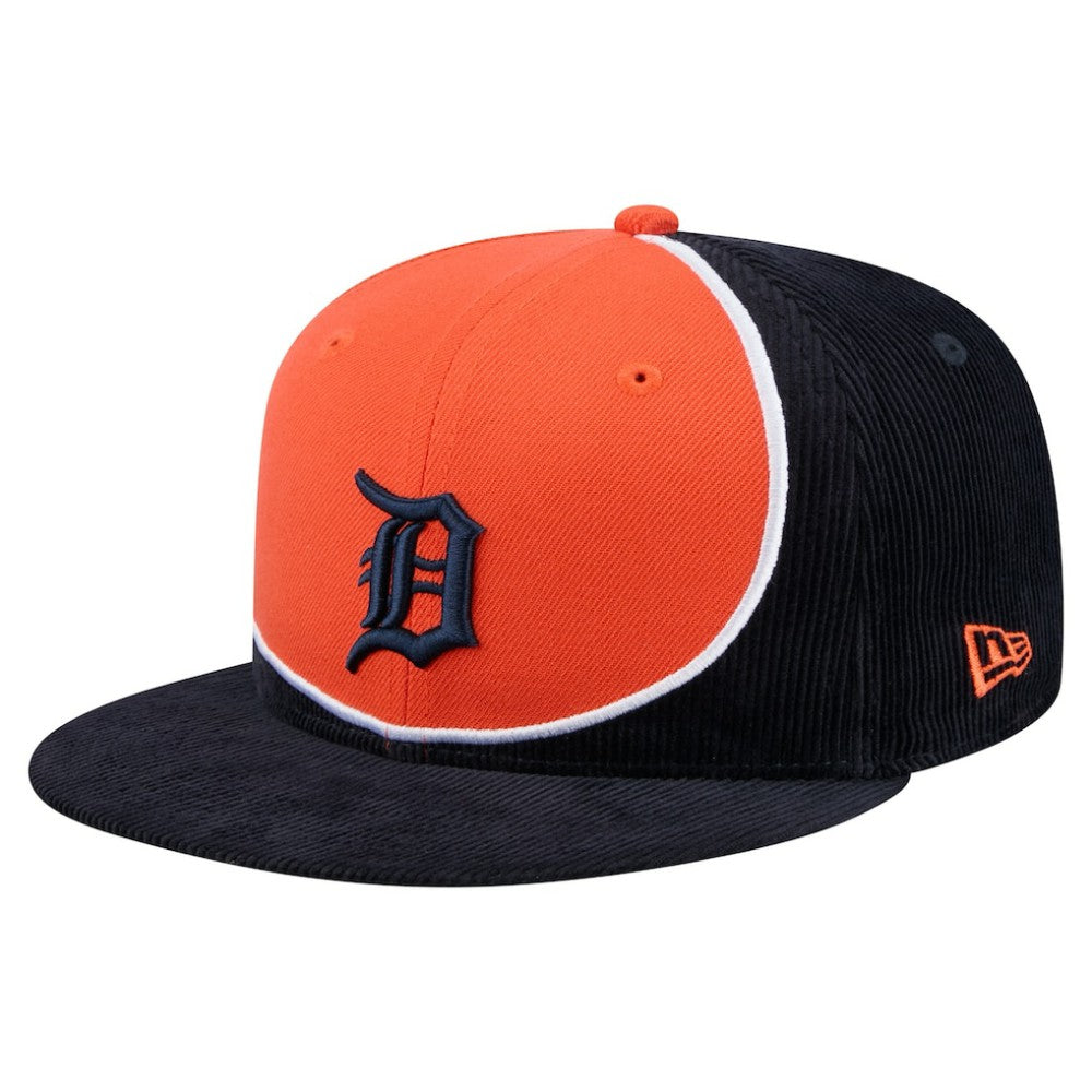 Navy/Orange Detroit Tigers New Era Retro Split Corduroy Snapback Hat