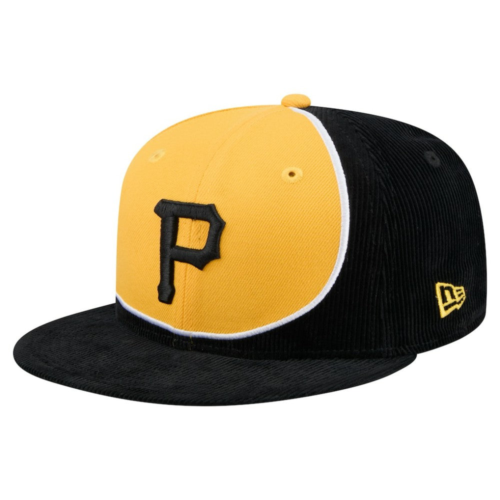 Black/Gold Pittsburgh Pirates New Era Retro Split Corduroy Snapback Hat