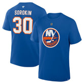 NHL Ilya Sorokin New York Islanders Fanatics Authentic Stack Name & Number T-Shirt