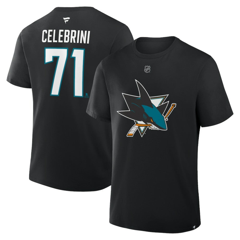 NHL Macklin Celebrini San Jose Sharks Fanatics Authentic Stack Name & Number T-Shirt