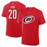 NHL Sebastian Aho Carolina Hurricanes Fanatics Authentic Stack Name & Number T-Shirt