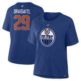 NHL Leon Draisaitl Edmonton Oilers Fanatics Women's Authentic Stack Name & Number T-Shirt