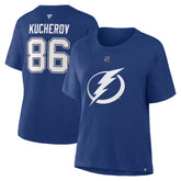 NHL Nikita Kucherov Tampa Bay Lightning Fanatics Women's Authentic Stack Name & Number T-Shirt