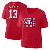 NHL Cole Caufield Montreal Canadiens Fanatics Women's Authentic Stack Name & Number T-Shirt