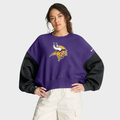 Women's Oversized Color-Block Pullover Sweatshirt - Minnesota Vikings Pullover