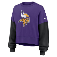 Women's Oversized Color-Block Pullover Sweatshirt - Minnesota Vikings Pullover