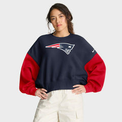 Women's Oversized Color-Block Pullover Sweatshirt - New England Patriots Pullover