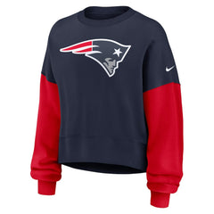 Women's Oversized Color-Block Pullover Sweatshirt - New England Patriots Pullover