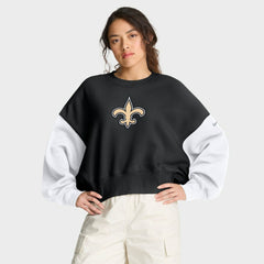 Women's Oversized Color-Block Pullover Sweatshirt - New Orleans Saints Pullover