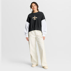 Women's Oversized Color-Block Pullover Sweatshirt - New Orleans Saints Pullover