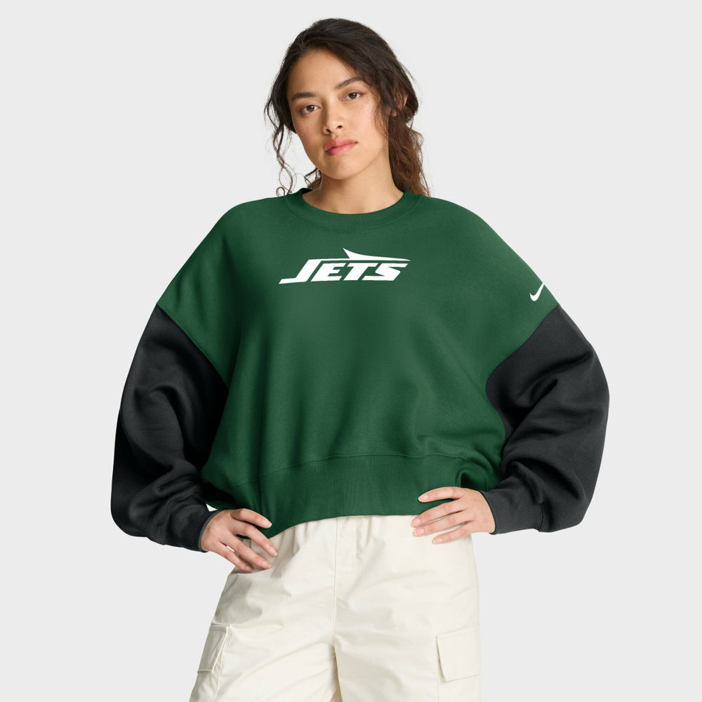 Women's Oversized Color-Block Pullover Sweatshirt - New York Jets Pullover