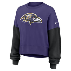 Women's Oversized Color-Block Pullover Sweatshirt - Baltimore Ravens Pullover
