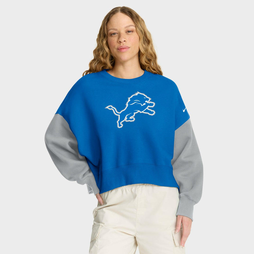 Women's Oversized Color-Block Pullover Sweatshirt - Detroit Lions Pullover