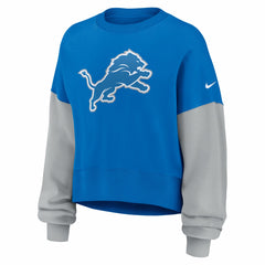 Women's Oversized Color-Block Pullover Sweatshirt - Detroit Lions Pullover