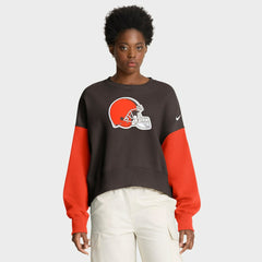 Women's Oversized Color-Block Pullover Sweatshirt - Cleveland Browns Pullover