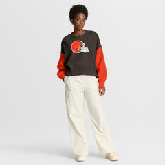 Women's Oversized Color-Block Pullover Sweatshirt - Cleveland Browns Pullover