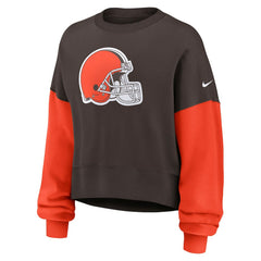 Women's Oversized Color-Block Pullover Sweatshirt - Cleveland Browns Pullover