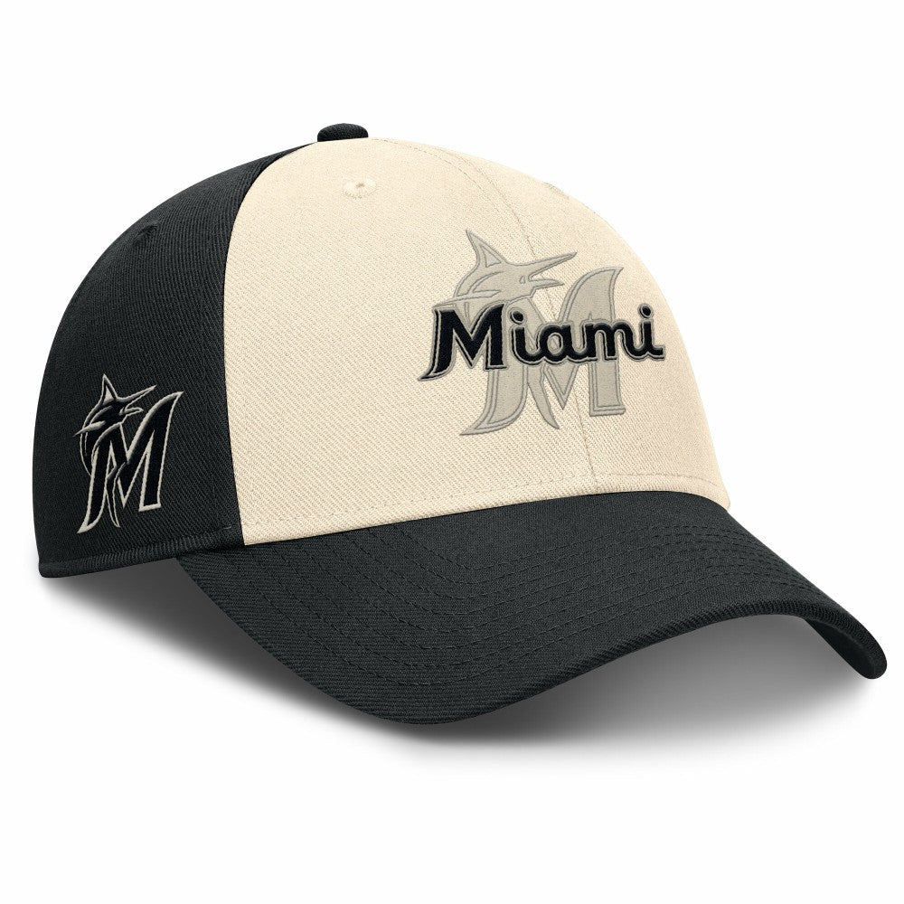 Black/Natural Miami Marlins Nike Statement Club Performance Adjustable Hat
