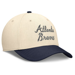 Natural/Navy Atlanta Braves Nike Statement Rise Performance Flex Hat
