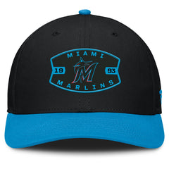 Black/Blue Miami Marlins Fanatics Cutoff Adjustable Trucker Hat