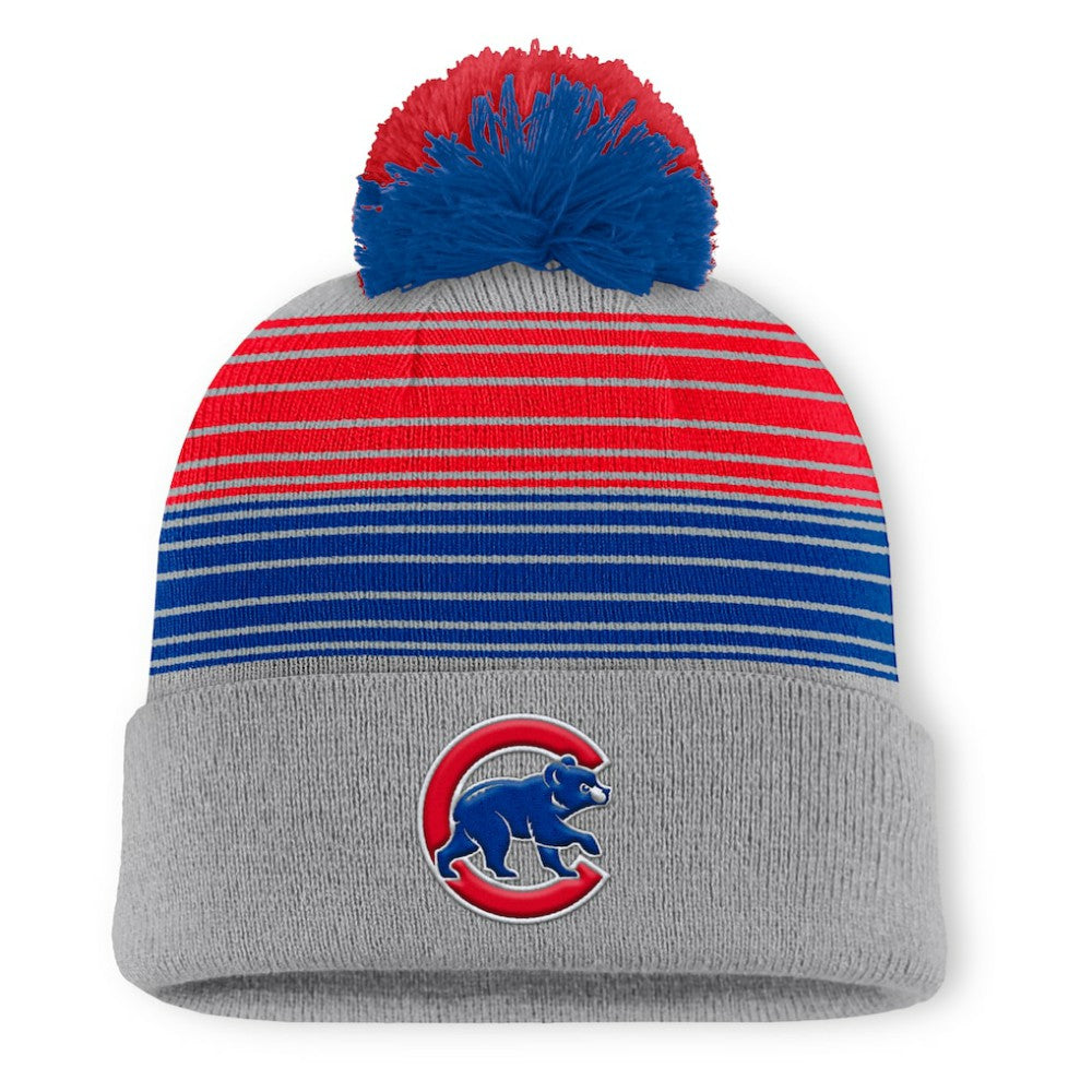 Gray Chicago Cubs Fanatics Balk Cuffed Knit Hat with Pom